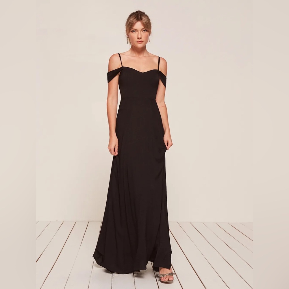 Reformation NWOT Black Poppy Off-Shoulder Maxi Dress (Size 6) - Picture 2 of 8